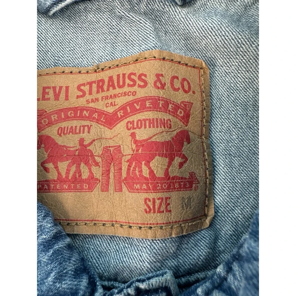 RARE Levi Strauss BIG E Premium Denim Jacket Men's Size M Trucker Snap Med Wash‎